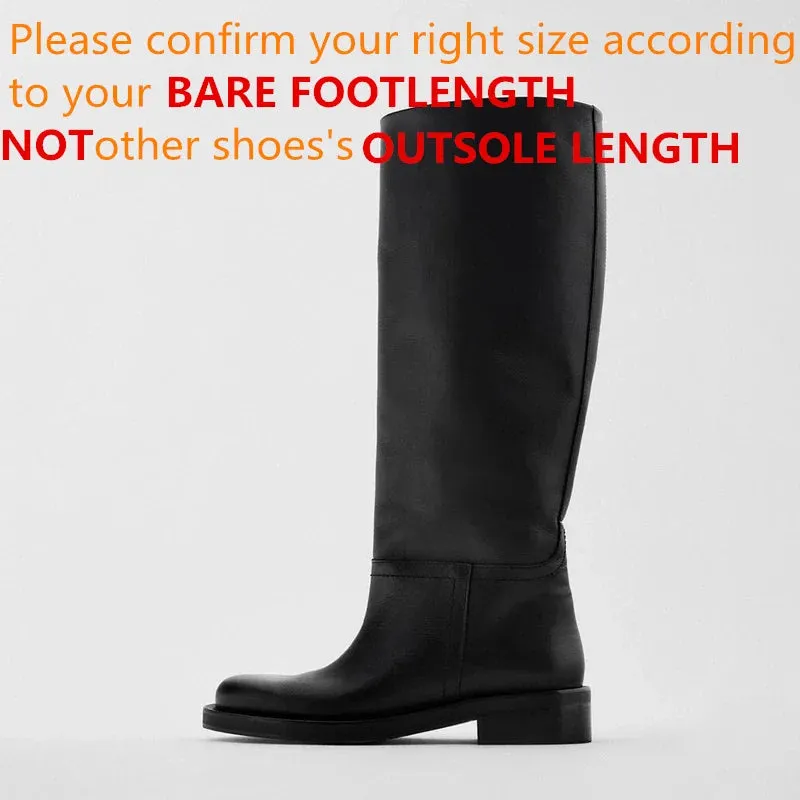 FEDONAS INS Women Knee High Boots Full Cow Leather Warm Boots Thick High Heels Motorcycle Boots Punk Shoes Woman High Boots