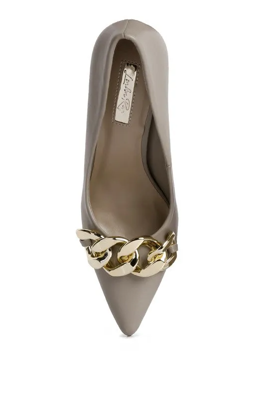 Fontana Grey Chain Detail High Heeled Sandals