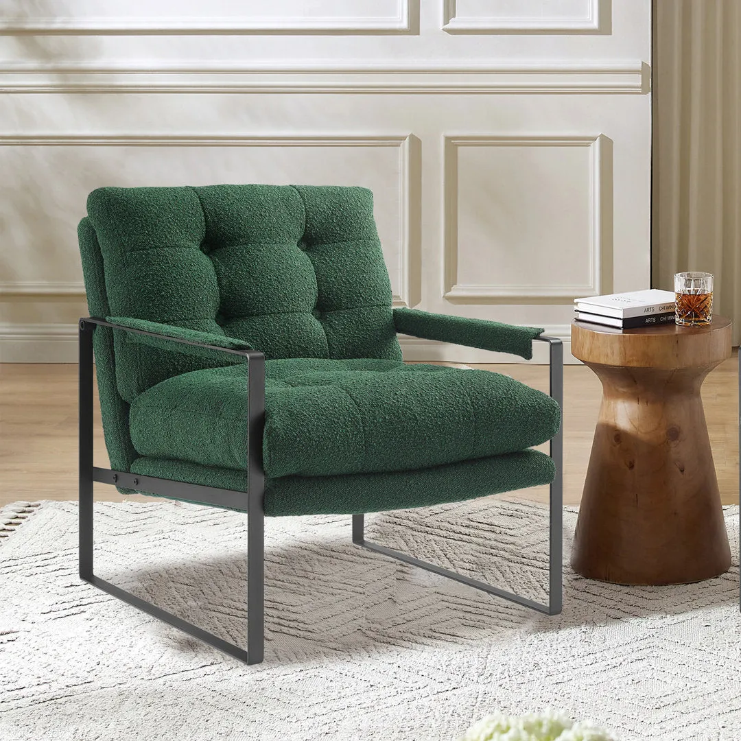 Gander 27.95" W Armchair with button back 17 Stories Fabric OR Leather Type: Green Boucle