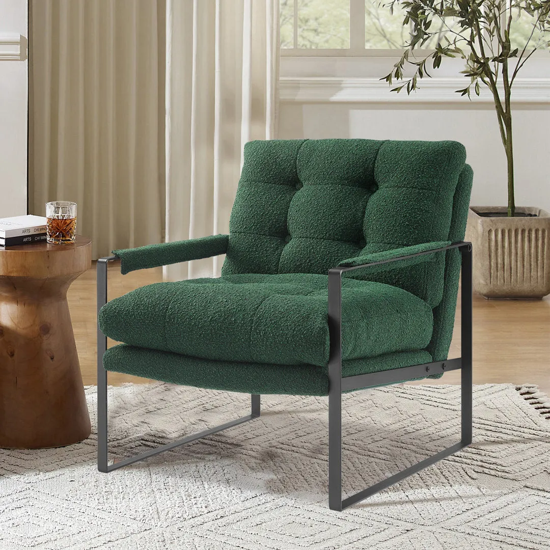 Gander 27.95" W Armchair with button back 17 Stories Fabric OR Leather Type: Green Boucle