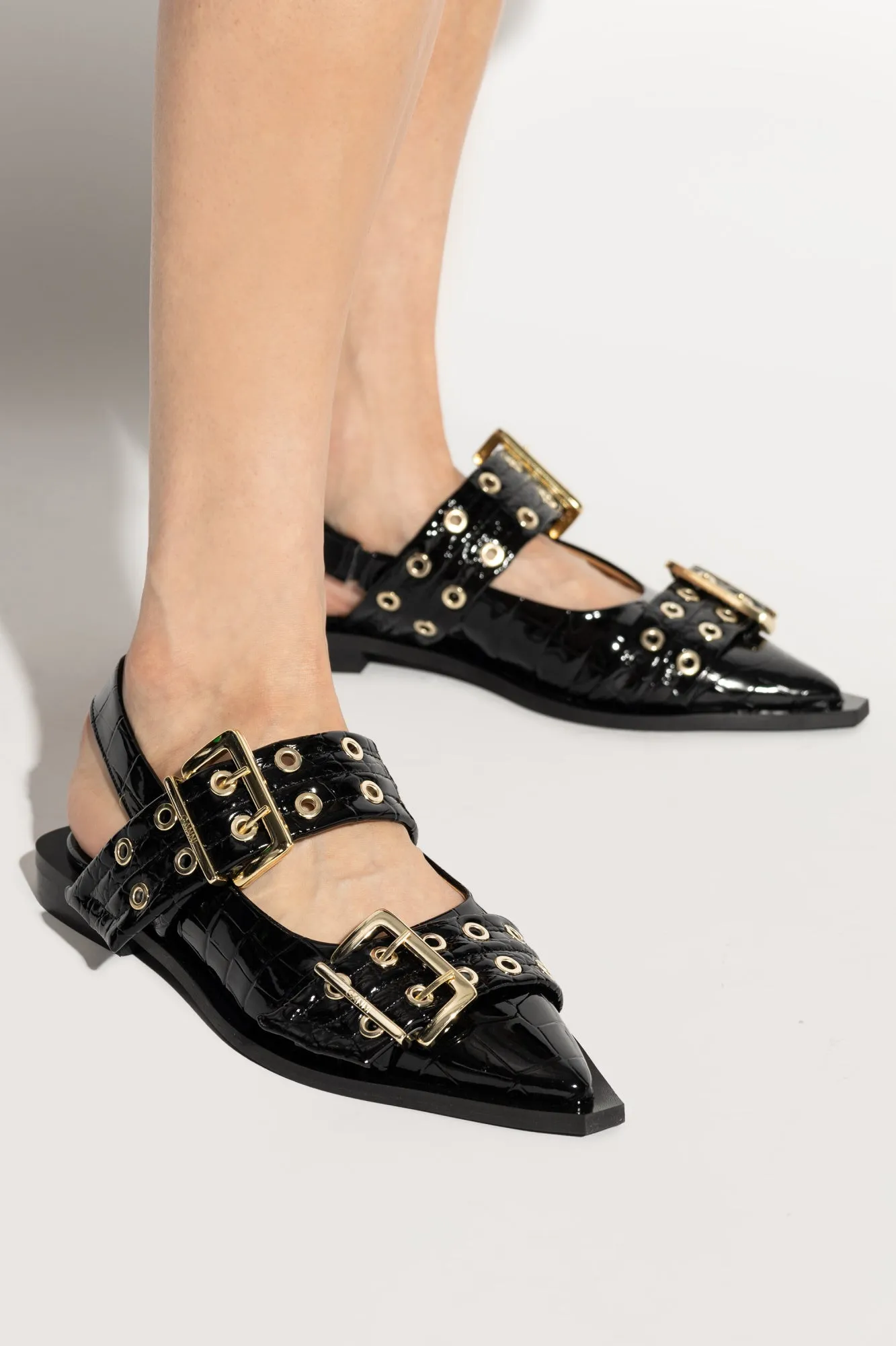 Ganni Buckle Boots in BLACK - 40