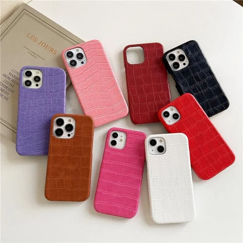 Genuine Leather Case for iPhone 13 Pro Classic Pattern Real Leather Full Coverage High-end Luxury Glossy Leather Couple Soft Case For iPhone 14 11 12 13 Pro Max 7 8 Plus 2 iPhone Cover