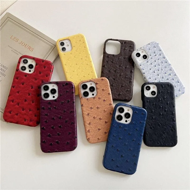 Genuine Leather Case for iPhone 13 Pro Classic Pattern Real Leather Full Coverage High-end Luxury Glossy Leather Couple Soft Case For iPhone 14 11 12 13 Pro Max 7 8 Plus 2 iPhone Cover