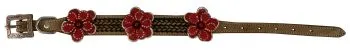 Genuine leather dog collar with painted Red 3D flower accent