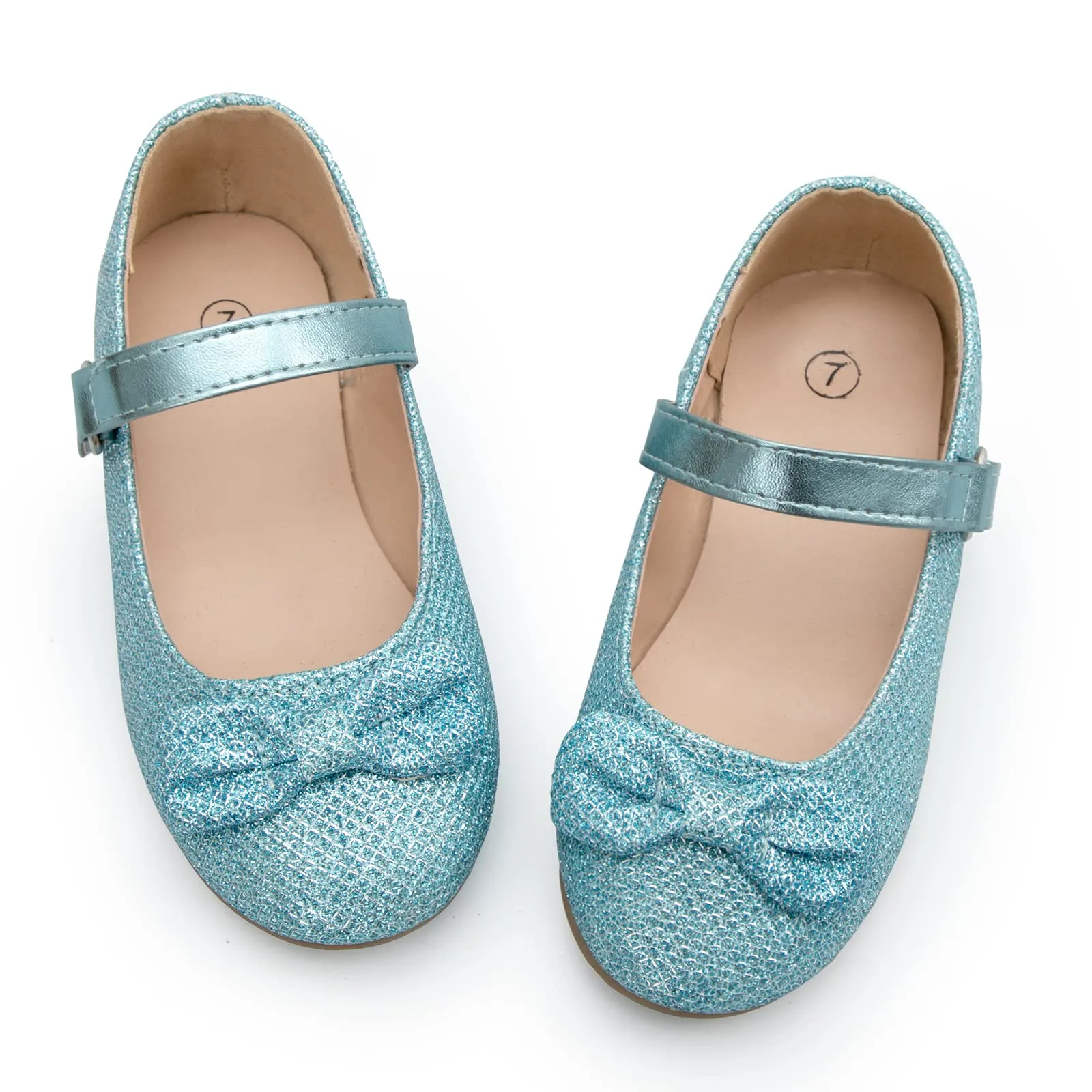 Girls Dress Shoes-Sequined Mary Jane Flats with Bow Tie