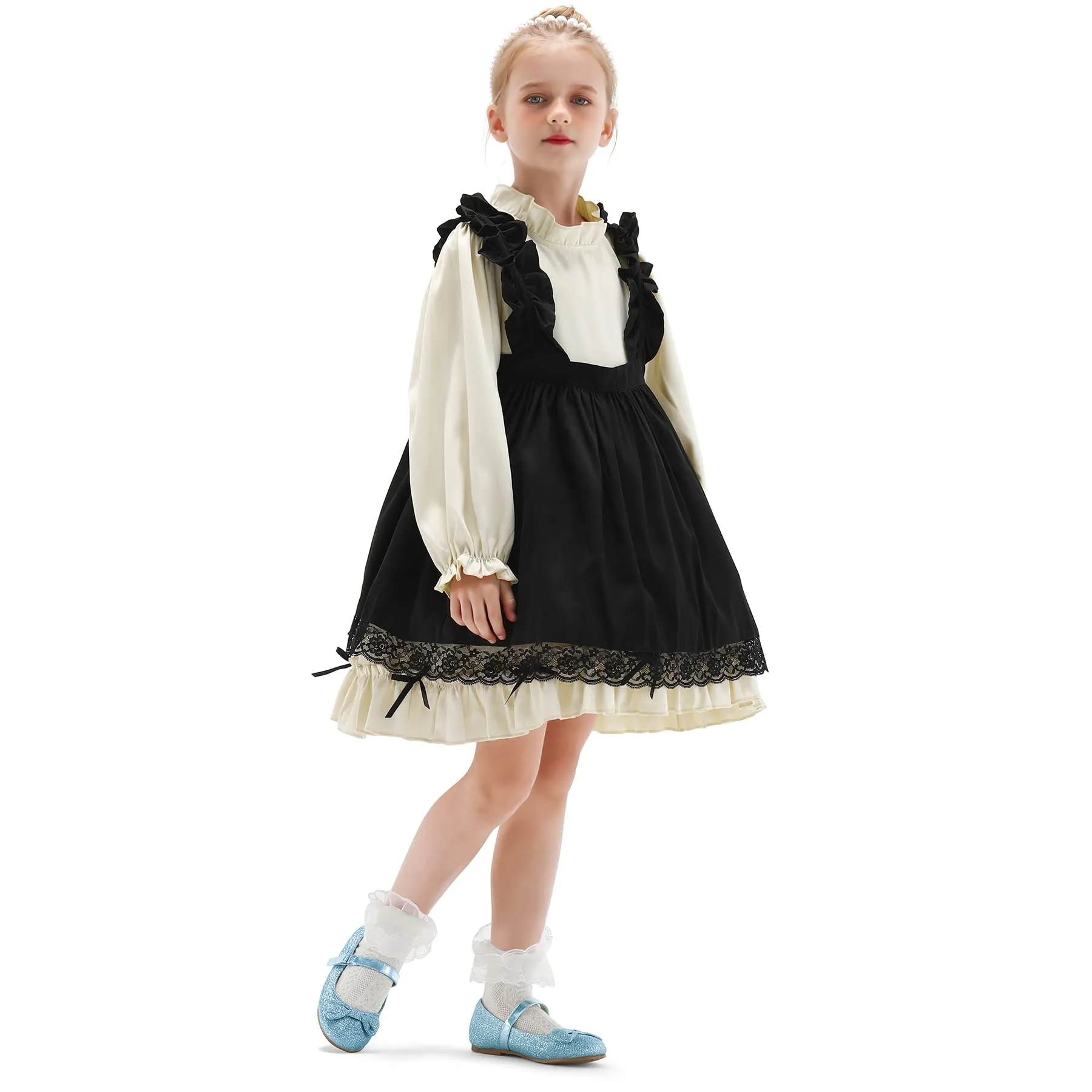 Girls Dress Shoes-Sequined Mary Jane Flats with Bow Tie