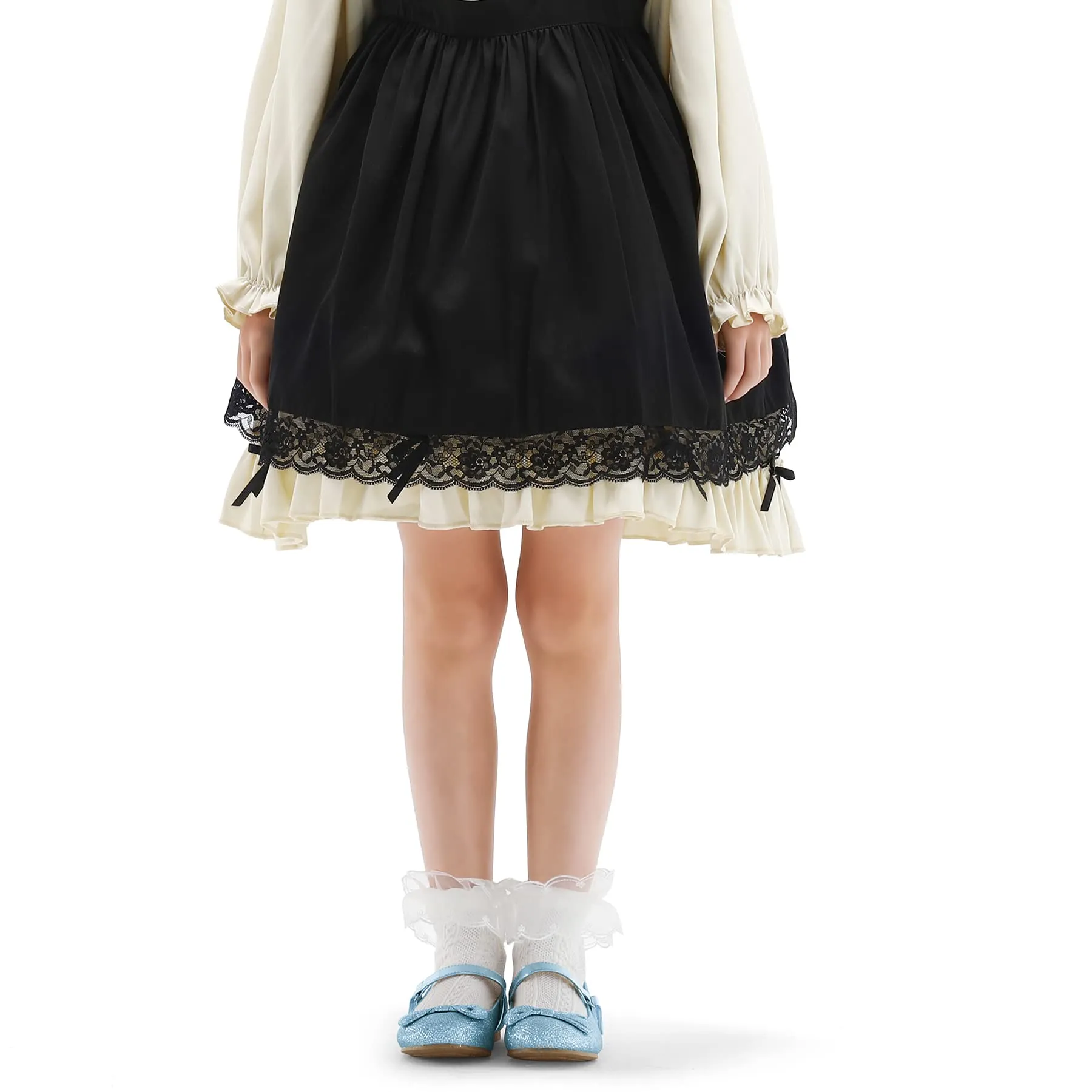 Girls Dress Shoes-Sequined Mary Jane Flats with Bow Tie