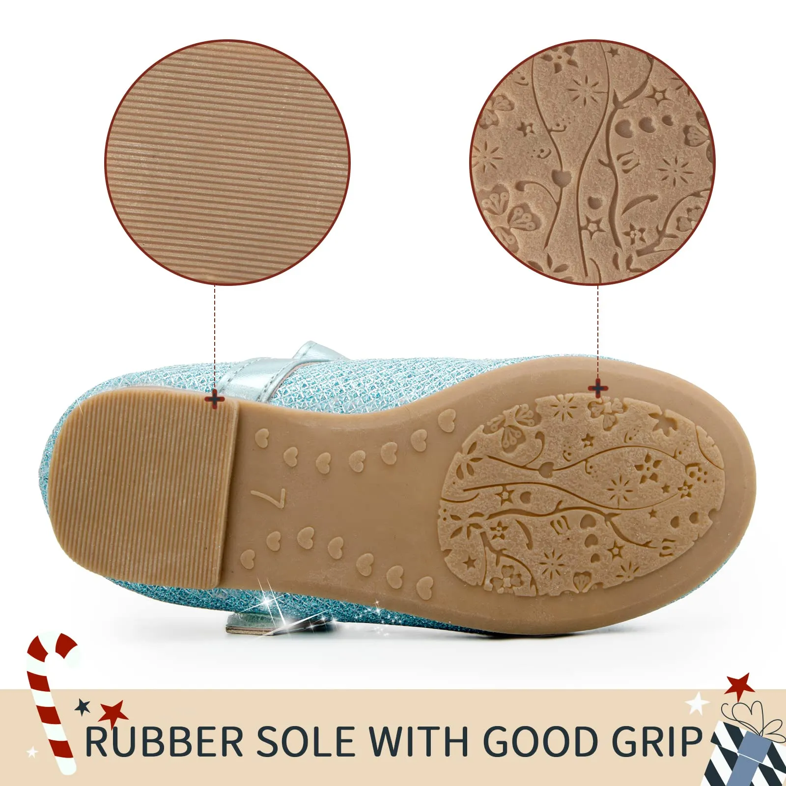 Girls Dress Shoes-Sequined Mary Jane Flats with Bow Tie