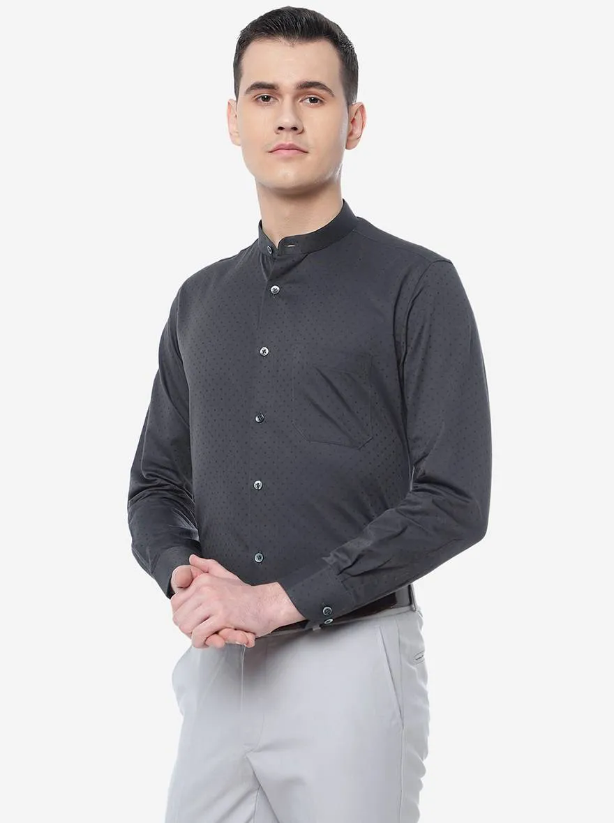 Grey Solid Slim Fit Formal Shirt | Metal