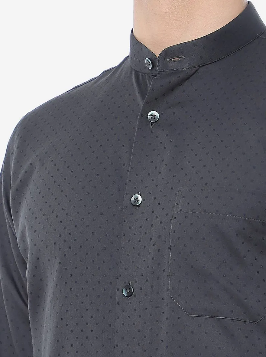 Grey Solid Slim Fit Formal Shirt | Metal