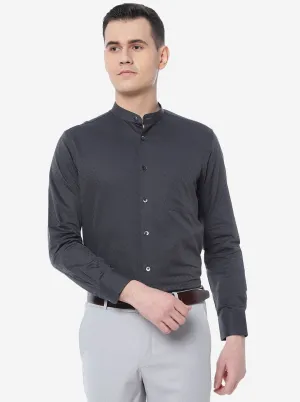 Grey Solid Slim Fit Formal Shirt | Metal
