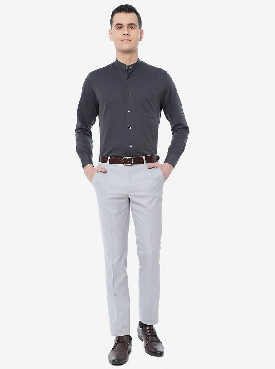 Grey Solid Slim Fit Formal Shirt | Metal