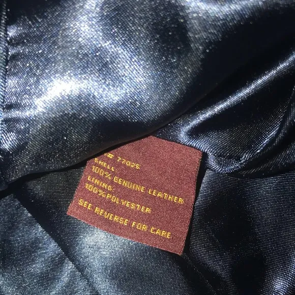 HAL RUBENSTEIN BLUE ZIP CLOSE CHAIN AND LEATHER ACCENT LEATHER JACKET MEDIUM