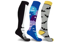 Halloween Themed Knee High Compression Socks (3-Pairs)
