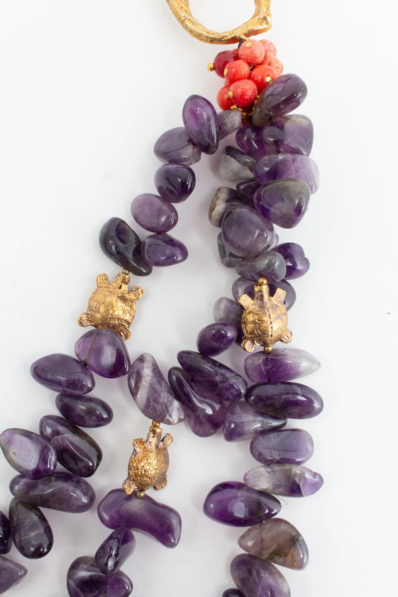 Handmade Amethyst & Tortoise Bead Statement Necklace from Istanbul