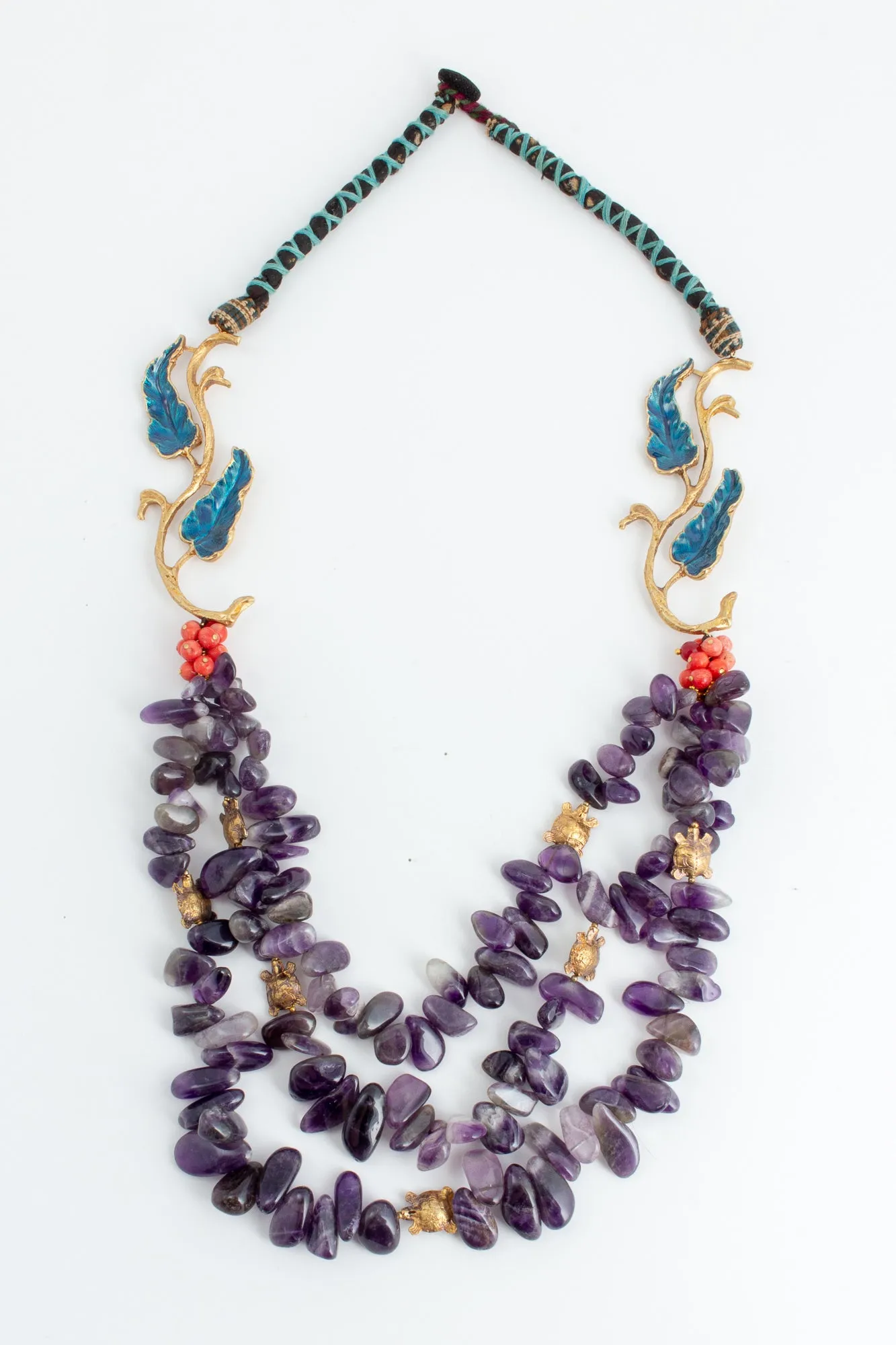 Handmade Amethyst & Tortoise Bead Statement Necklace from Istanbul