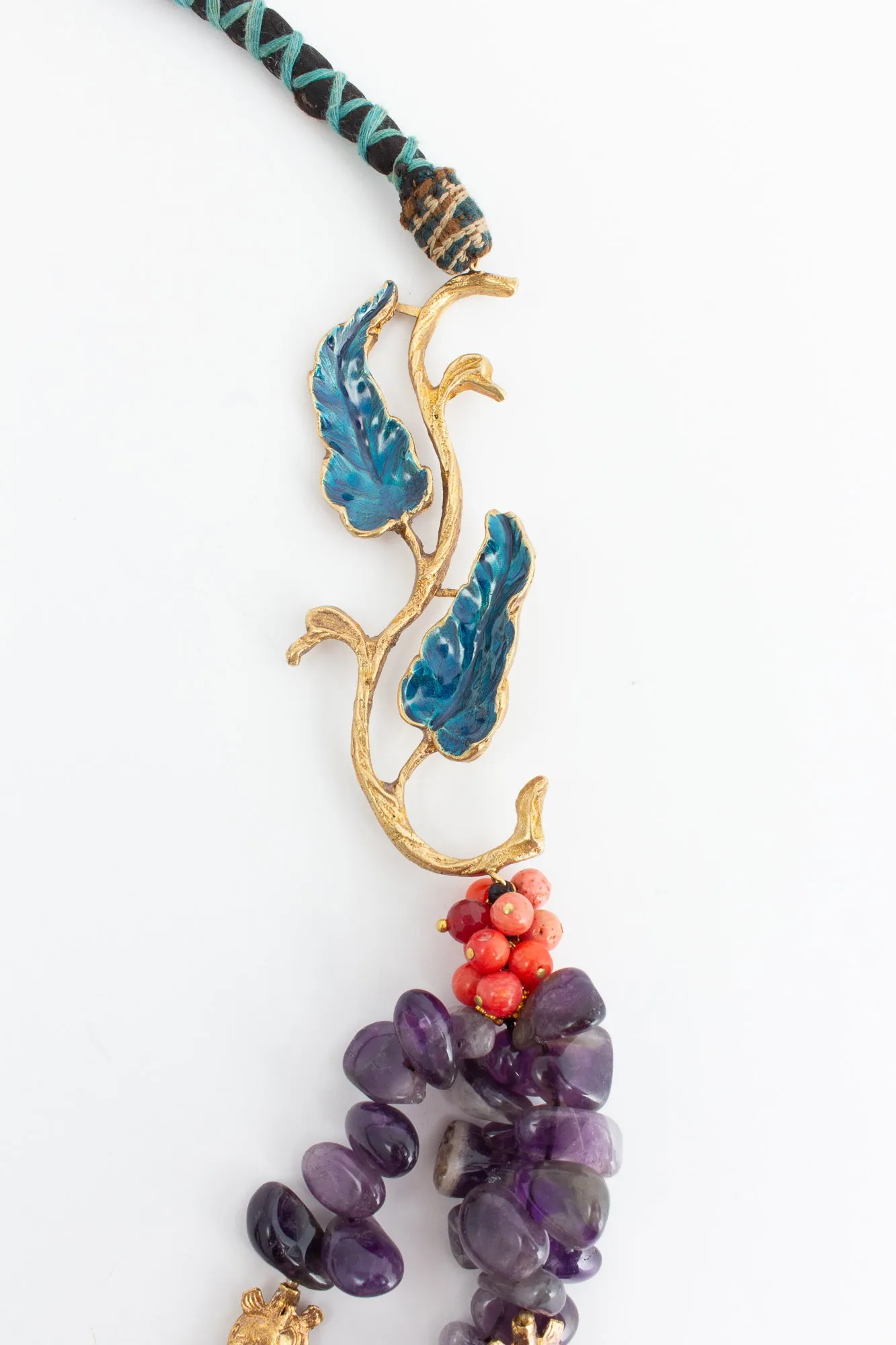 Handmade Amethyst & Tortoise Bead Statement Necklace from Istanbul