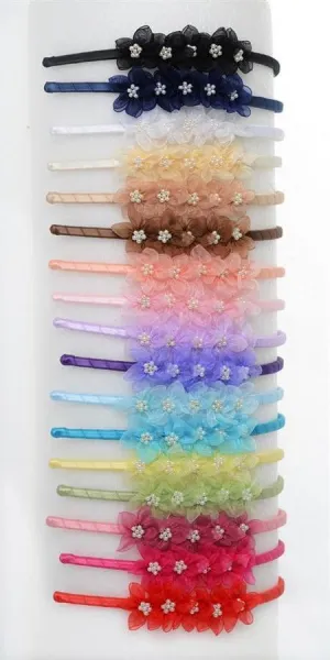 HB011-Organza with Pearls Headband