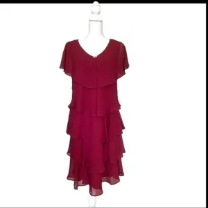 IGNITE burgundy tiered dress