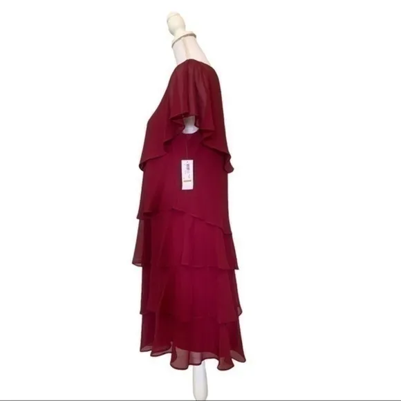 IGNITE burgundy tiered dress