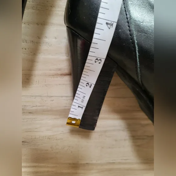 Italian Leather Black Riding Scrunch Boots Sz 39/8 Knee High Heel