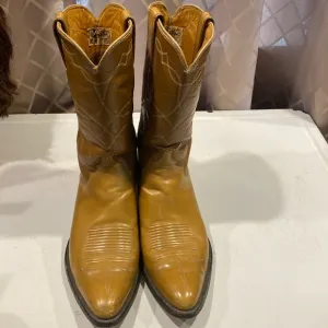 Justin Leather Western Cowboy Boots, Size 8D