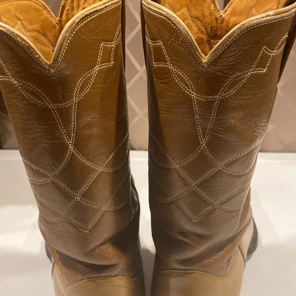 Justin Leather Western Cowboy Boots, Size 8D