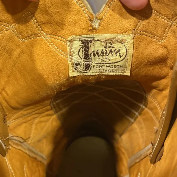 Justin Leather Western Cowboy Boots, Size 8D