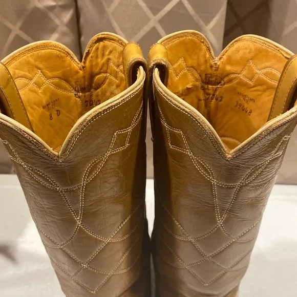 Justin Leather Western Cowboy Boots, Size 8D
