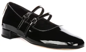 Justinreess England Kalie Two Bar Leather Mary Jane in Black Patent