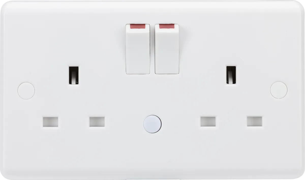 Knightsbridge CU9NL White Curved Edge 13A 2G DP Switched Socket with Night Light Function