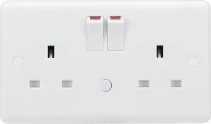 Knightsbridge CU9NL White Curved Edge 13A 2G DP Switched Socket with Night Light Function