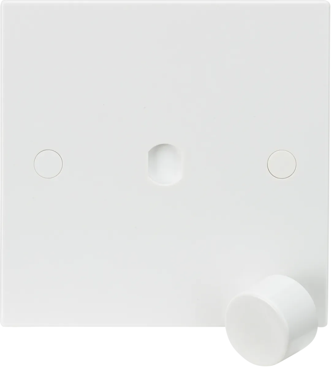 Knightsbridge SN1DIM White Square Edge 1G Dimmer Plate with Matching Dimmer Cap