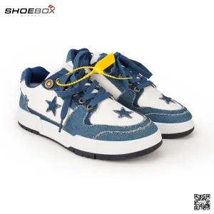 Korean Trend Board Sneakers Genuine Leather & Denim Fabric (SK 106)