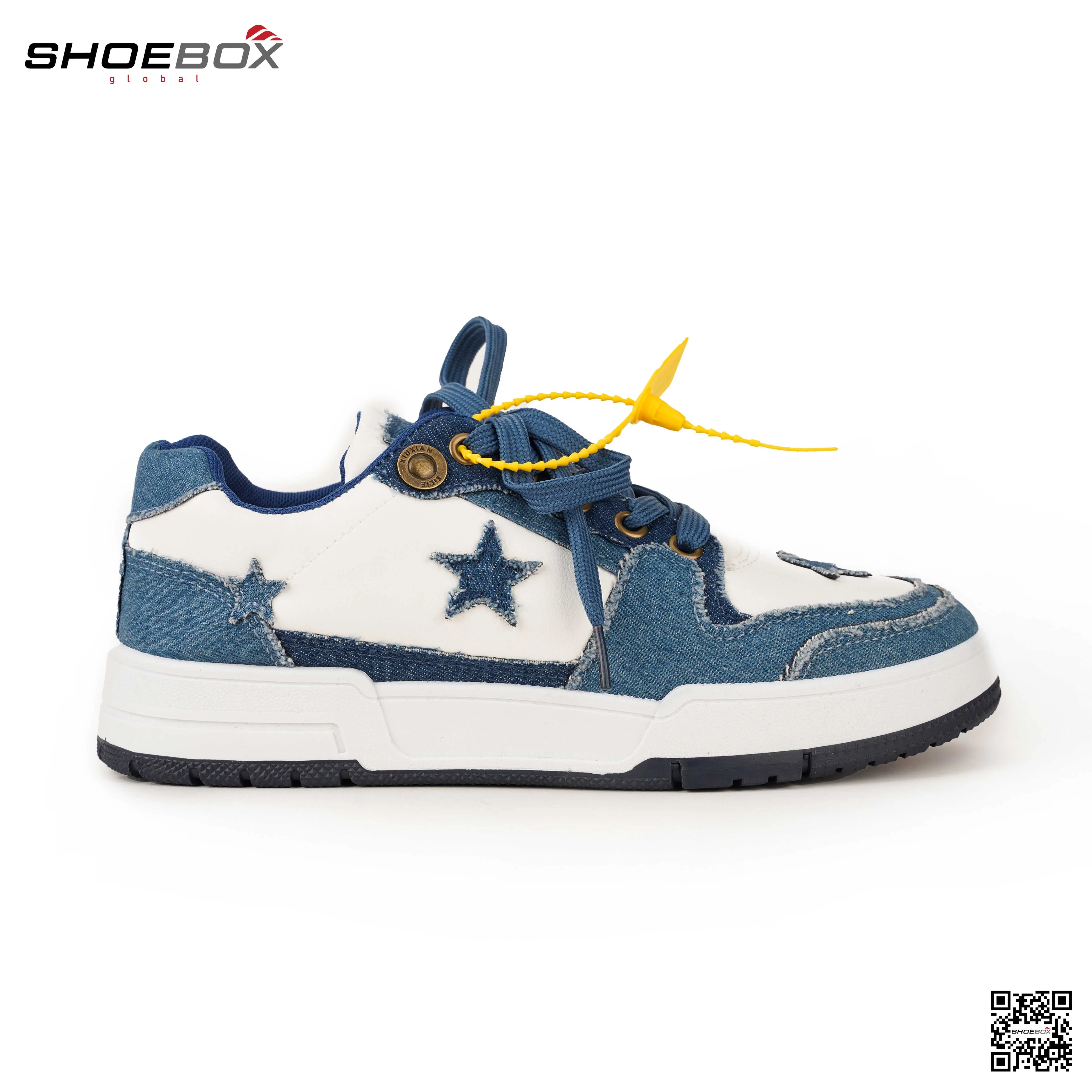 Korean Trend Board Sneakers Genuine Leather & Denim Fabric (SK 106)