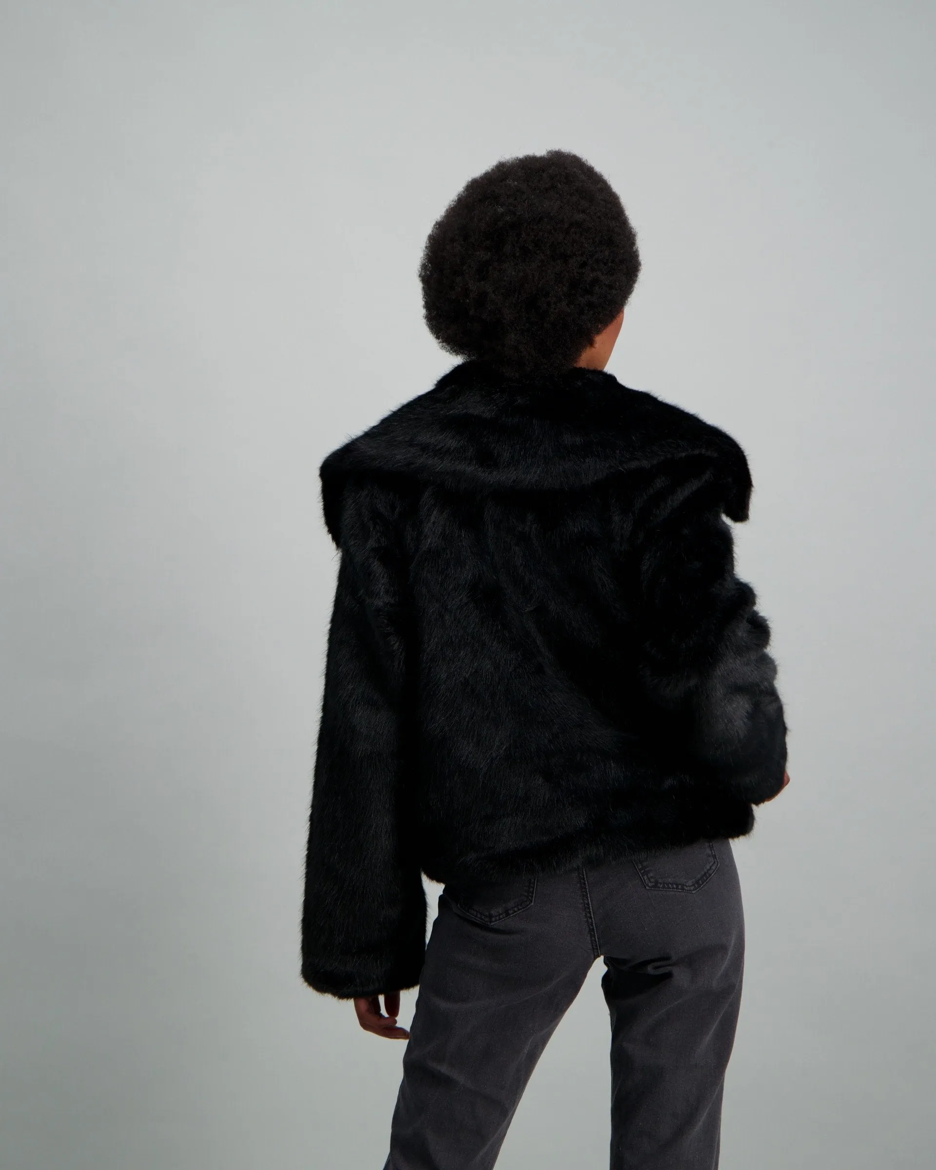 Ladies Fur Chubby Jacket - Black