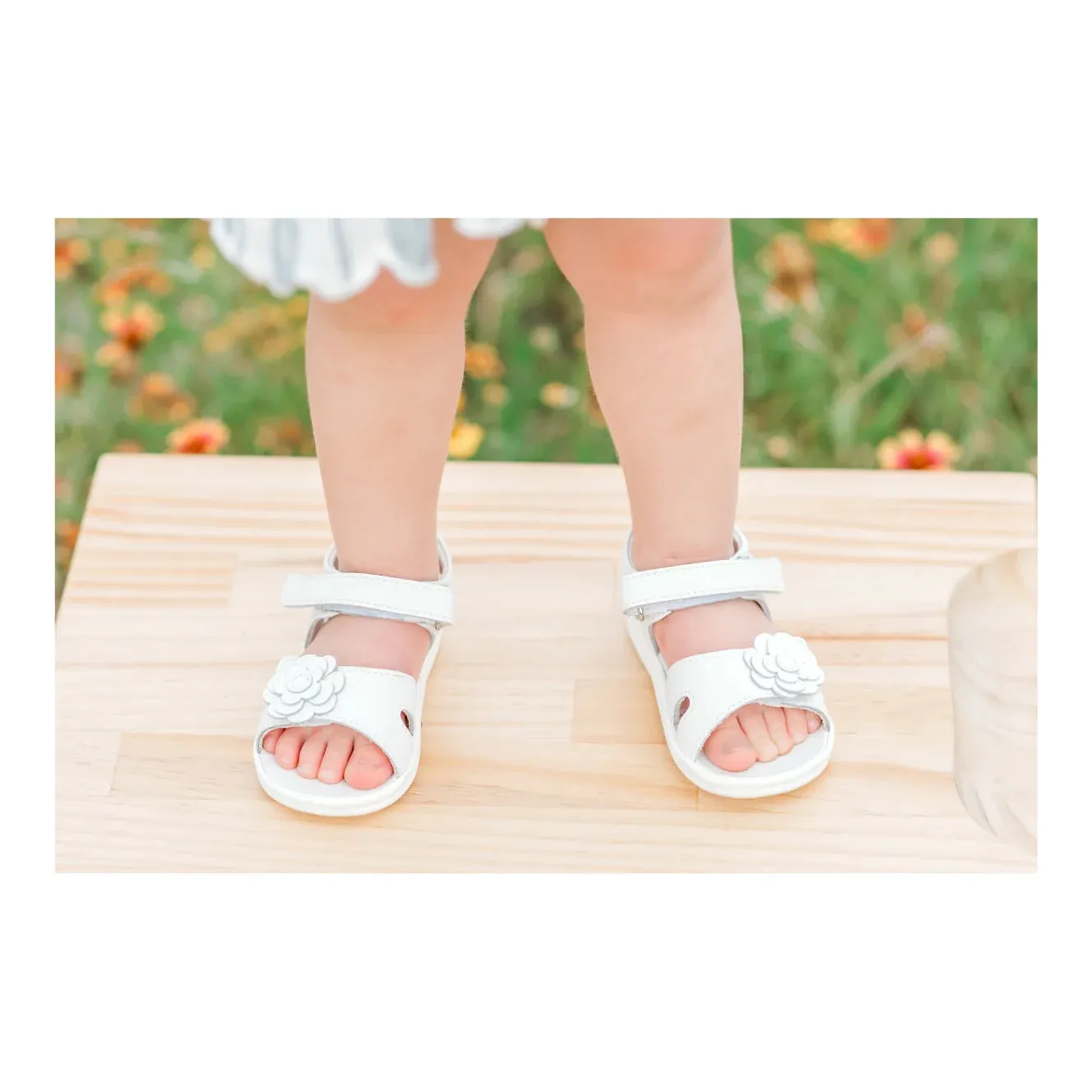 L'Amour Shoes Mila Flower Cutout Sandal (Baby)