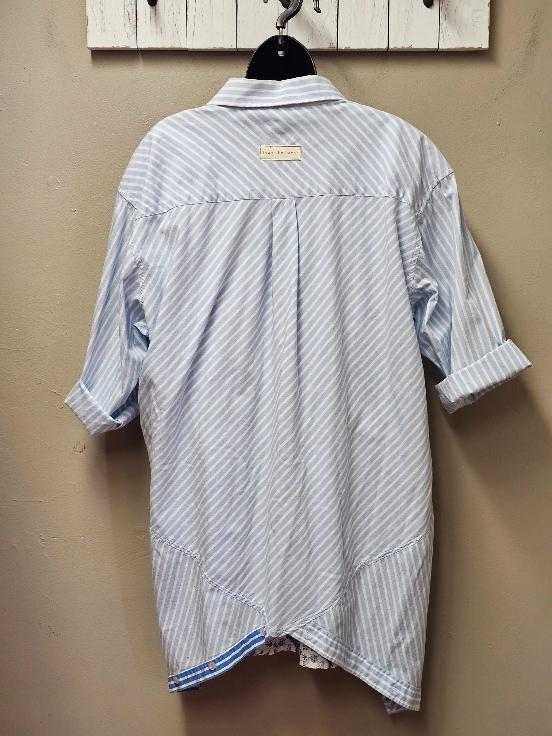 Light Blue with White Cardigan/Jacket Seams by Sarah