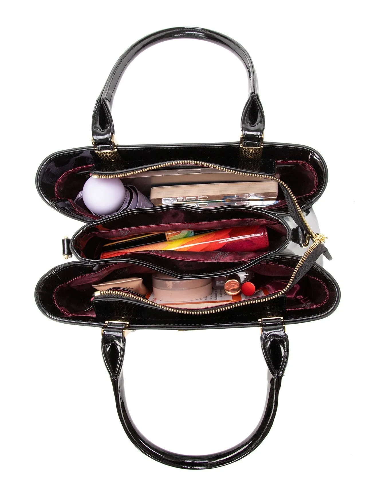 LILIANA TRIPLE COMPARTMENT LEATHER BAG- SN78-0378-SALE