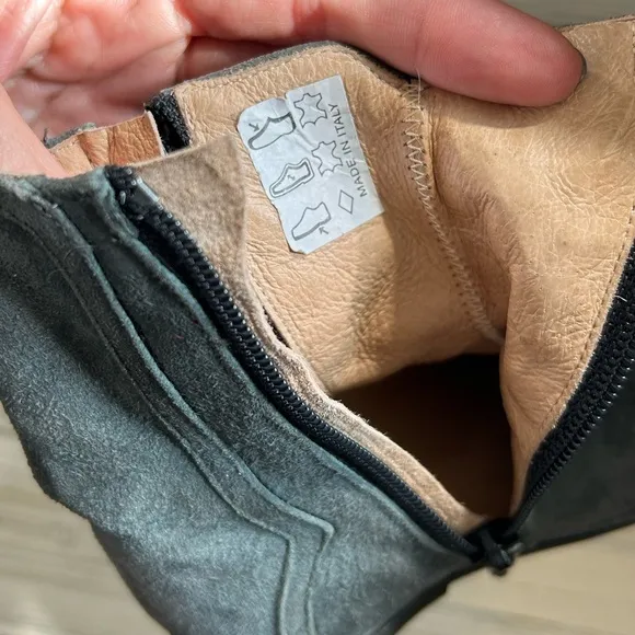 Little Eric Italian Leather Grey Suede Bow Boots Toddler 22/6