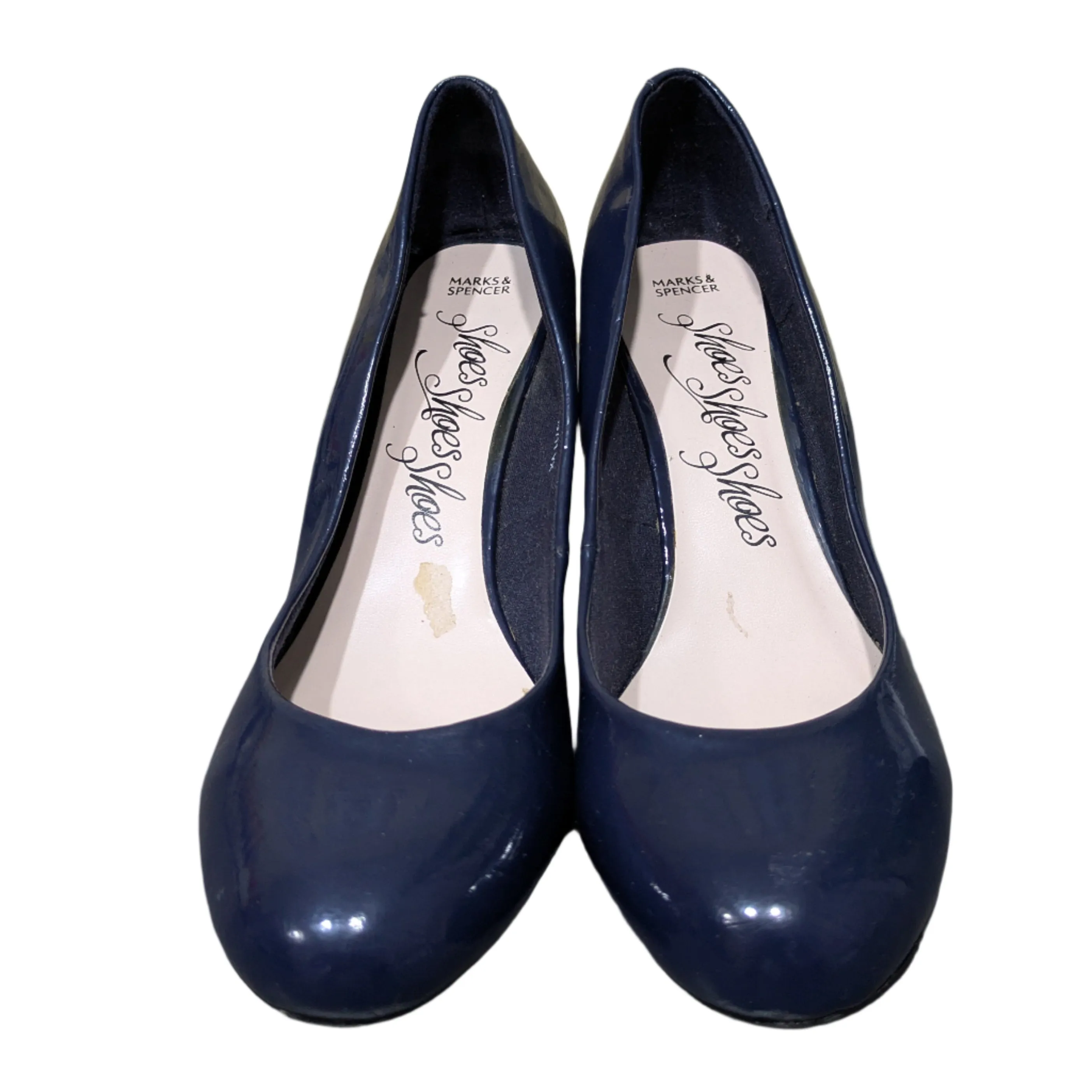 Mark & Spencer Navy Blue Court Shoes – Gold Accent Heels – UK 6.5 / EU 40 / US 8.5
