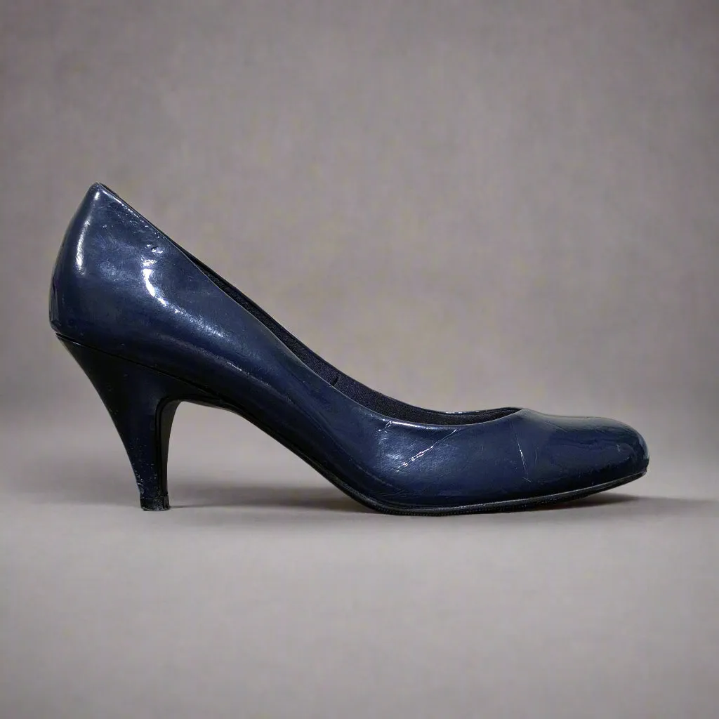 Mark & Spencer Navy Blue Court Shoes – Gold Accent Heels – UK 6.5 / EU 40 / US 8.5