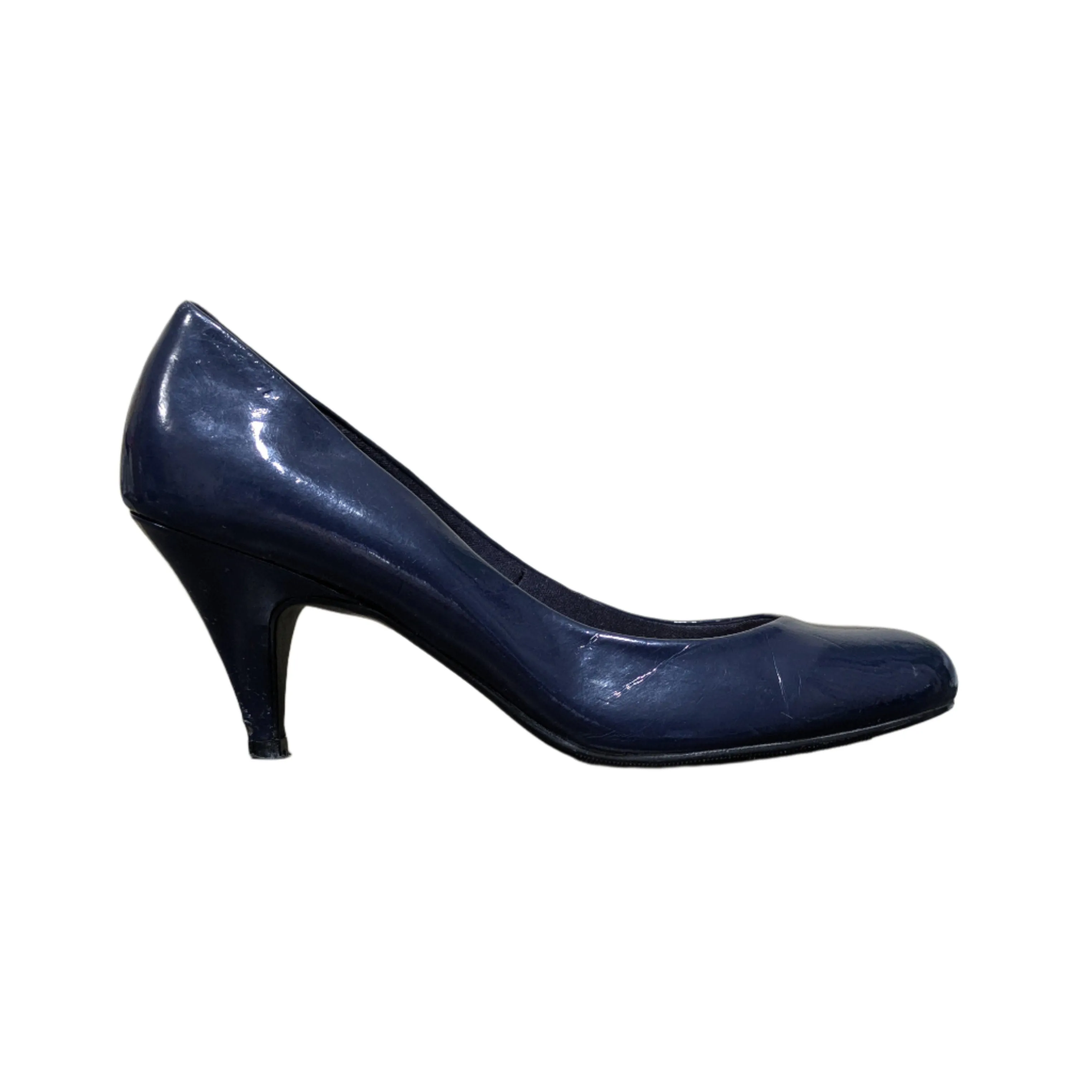 Mark & Spencer Navy Blue Court Shoes – Gold Accent Heels – UK 6.5 / EU 40 / US 8.5