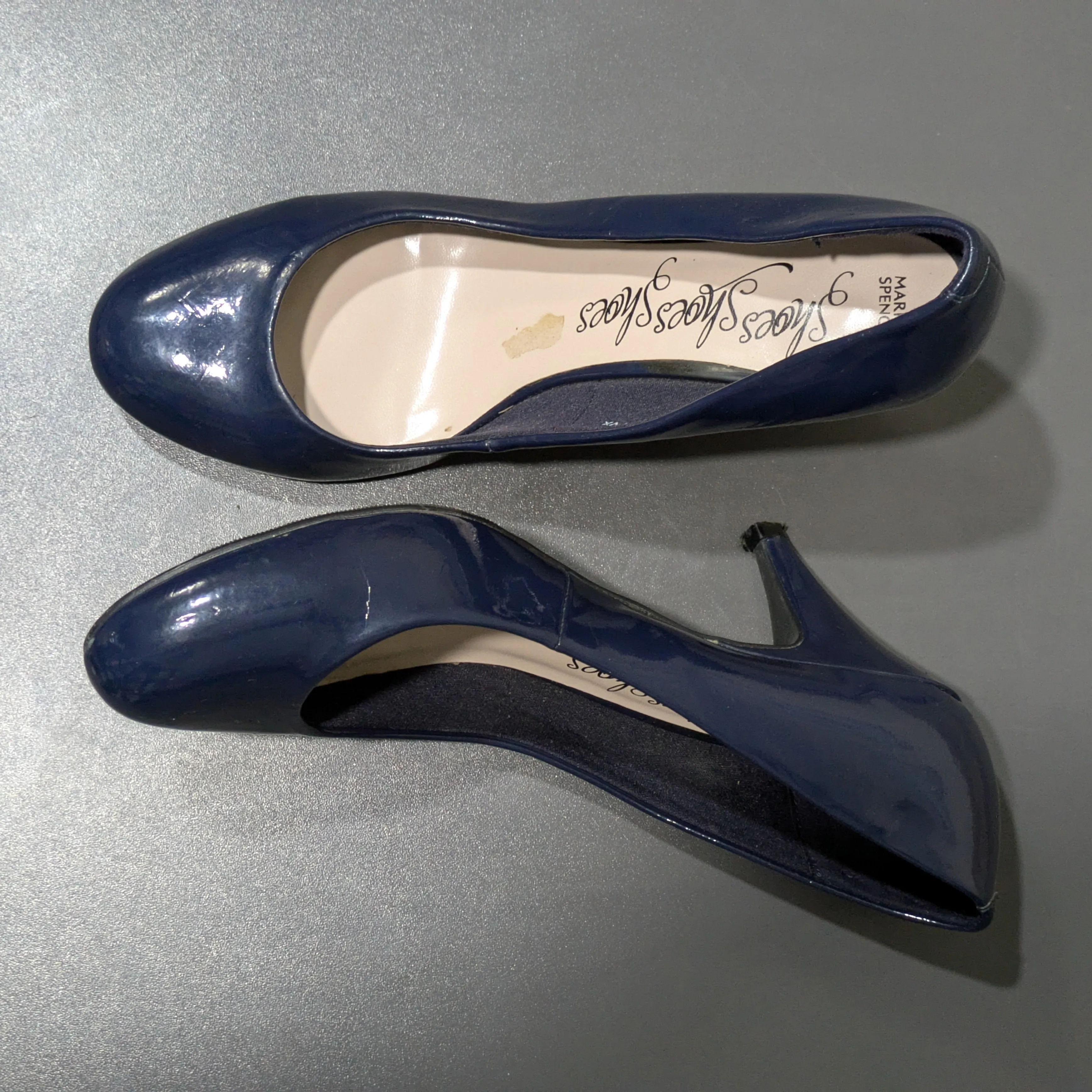 Mark & Spencer Navy Blue Court Shoes – Gold Accent Heels – UK 6.5 / EU 40 / US 8.5