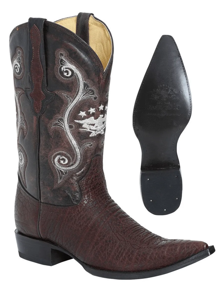 Men's Classic Cowboy Boots with Bull Neck 'El General' Coffee Color 41627