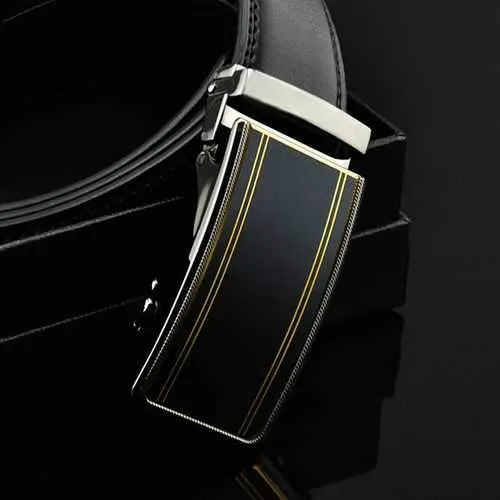 Mens Fashion Genuine Leather Belts Business Metal Automatic Buckle Strap Jeans Waistband