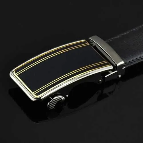 Mens Fashion Genuine Leather Belts Business Metal Automatic Buckle Strap Jeans Waistband