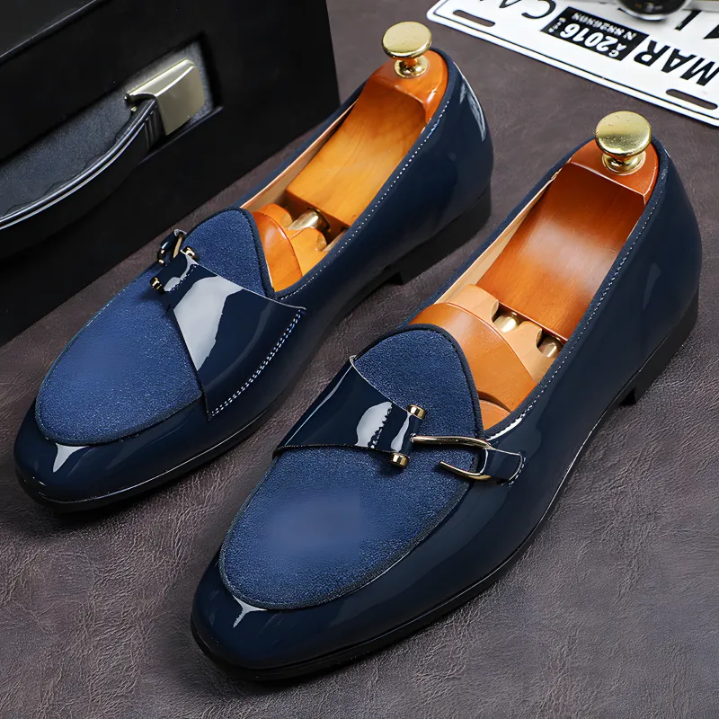 Men's Loafers Dual-Material Patent Leather