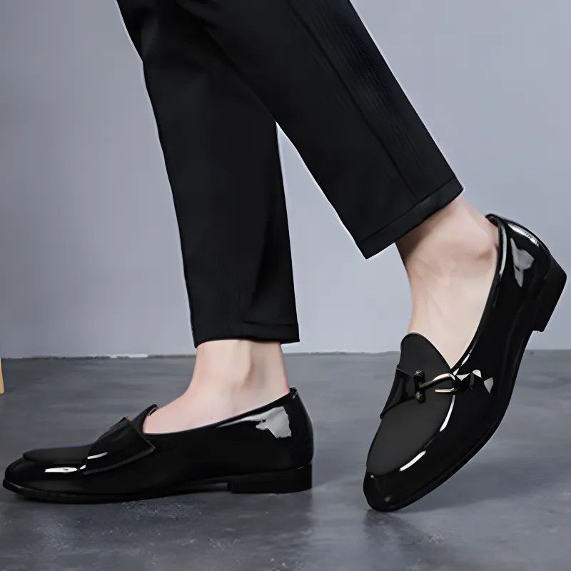 Men's Loafers Dual-Material Patent Leather