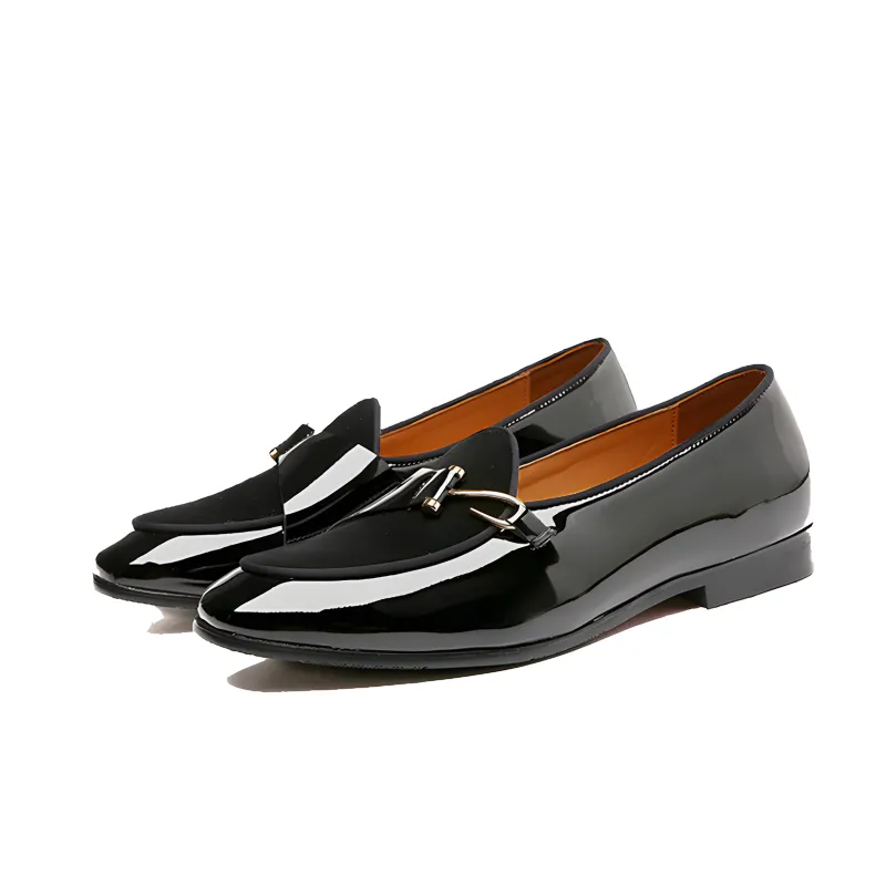 Men's Loafers Dual-Material Patent Leather